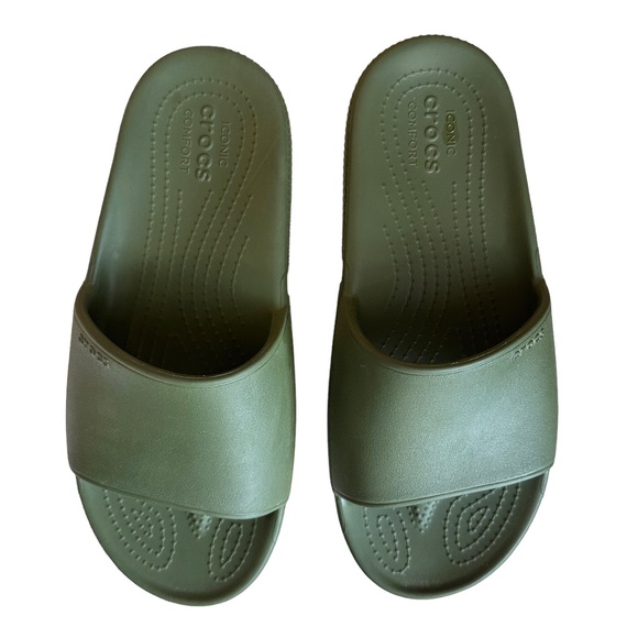 CROCS Shoes - Crocs Slide Open Toe Green Casual Sandals Women's Sz 9